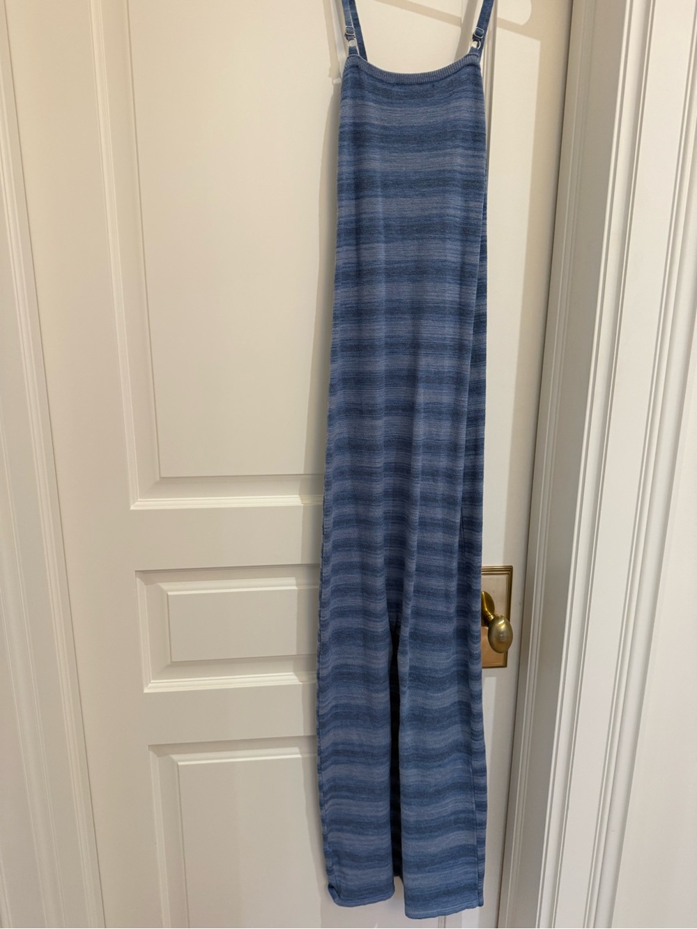Frankie's Bikinis Blue Striped Knit Maxi Dress